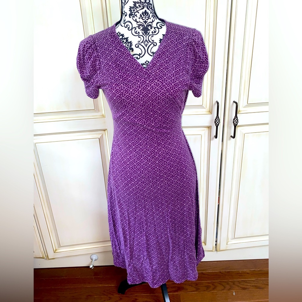 Gap Maternity Size Large Dark Purple with Light Purple Geometric Design Dress